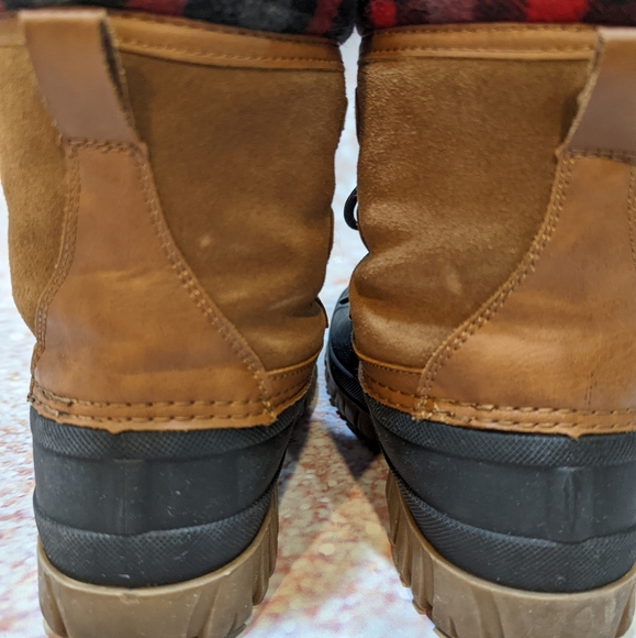 Storm by Cougar Claudia Duck Boot Thermolite Waterproof Suede Cognac Plaid Sz 8 - Picture 10 of 13